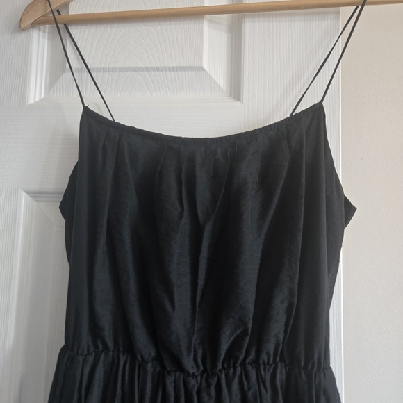 Abercrombie Black Spaghetti Strap Tiered Maxi Dress - Medium - Satin Feel - Picture 3 of 7
